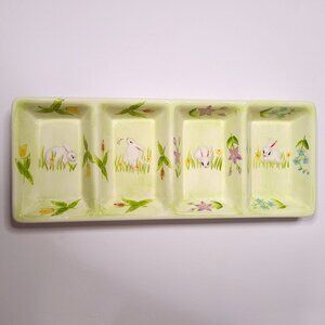 Sweet Olive Designs Long 4 Part Serving Tray Bunny Easter Springtime